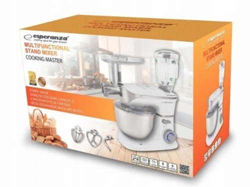 Esperanza EKM025 food processor 1000 W 5 L Stainless steel, White Esperanza EKM025 food processor 1000 W 5 L Stainless steel, White