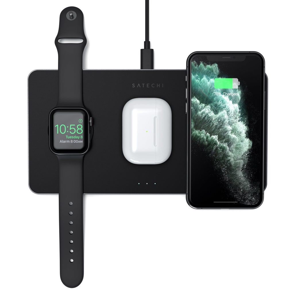 Satechi ST-X3TWCPM mobile device charger Headphones, Smartphone, Smartwatch Black AC Wireless charging Indoor Satechi ST-X3TWCPM mobile device charger Headphones, Smartphone, Smartwatch Black AC Wireless charging Indoor