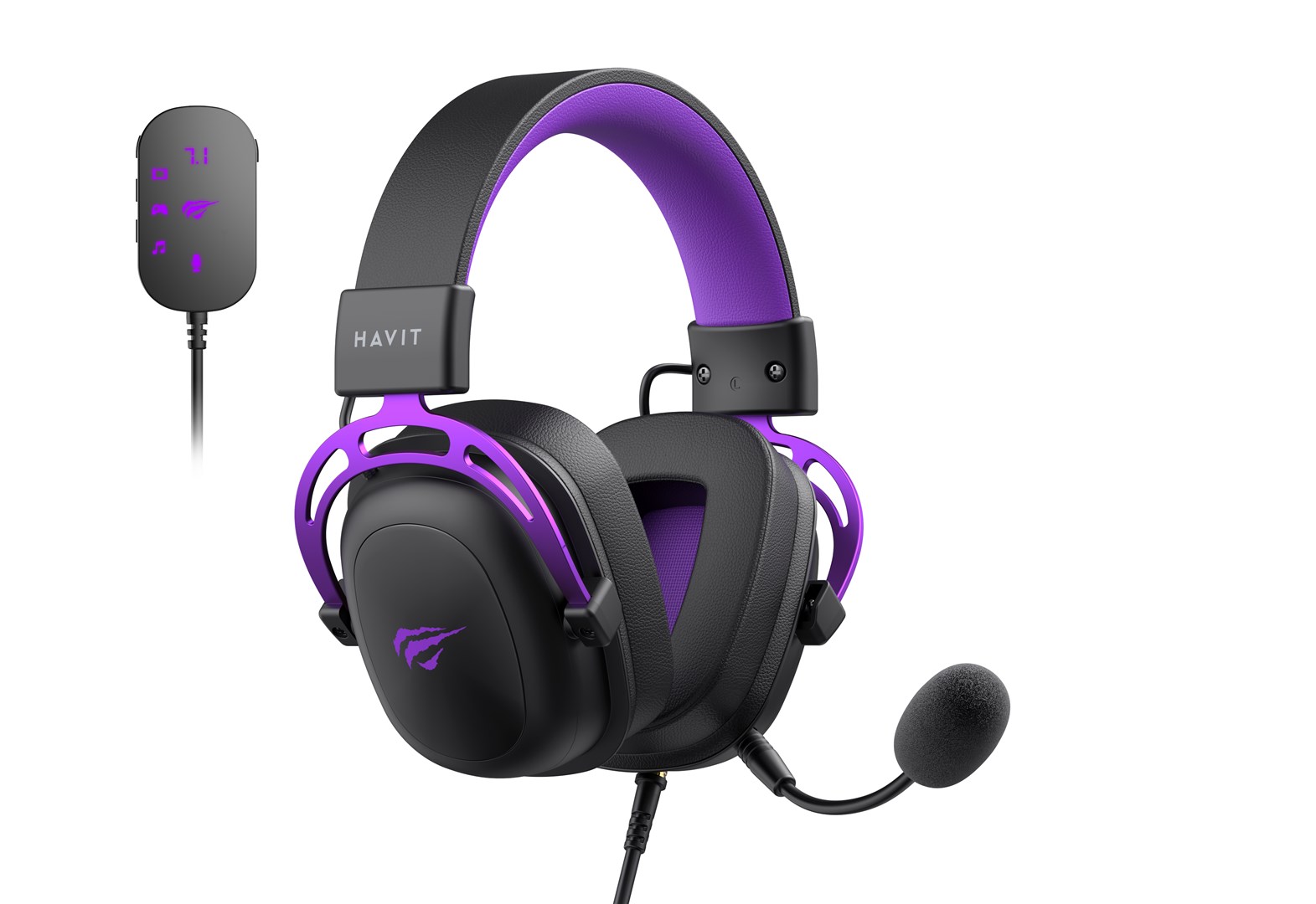 Havit H2002C+U - gaming headphones (black and purple) Havit H2002C+U - gaming headphones (black and purple)