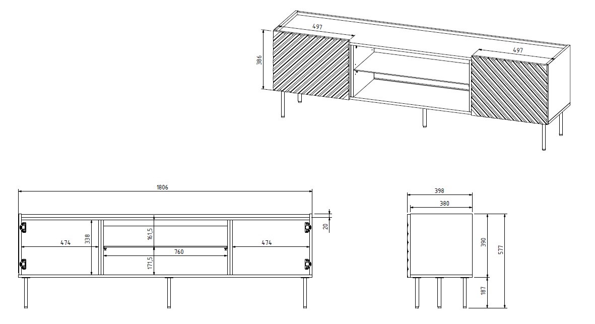 EF ONDA RTV cabinet 180.5x40xH58.39 green (standing or wall mounted) EF ONDA RTV cabinet 180.5x40xH58.39 green (standing or wall mounted)