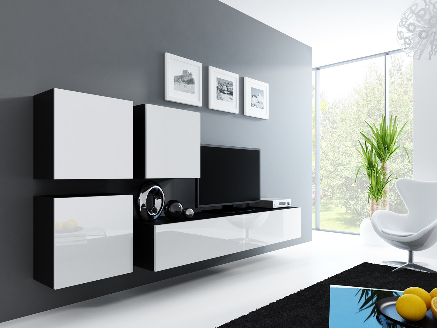 Cama Square cabinet VIGO 50/50/30 black/white gloss Cama Square cabinet VIGO 50/50/30 black/white gloss