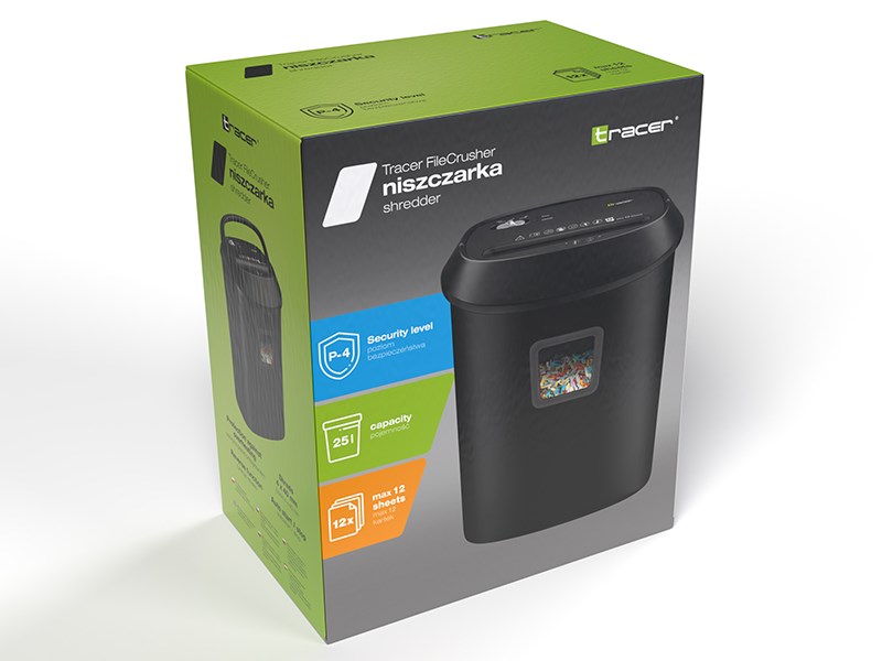 Tracer FileCrusher Paper Shredder, Black Tracer FileCrusher Paper Shredder, Black