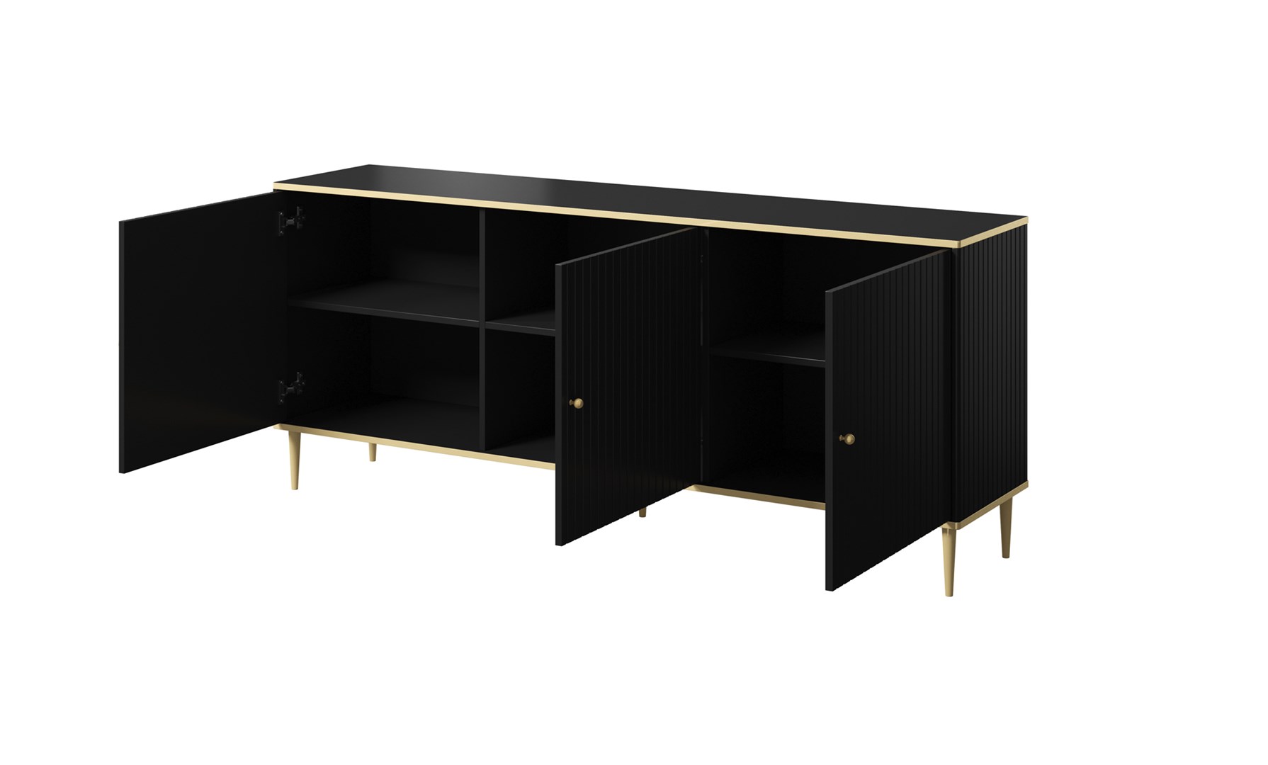 GLAMOUR chest 180x40x75.5 cm black matt + gold GLAMOUR chest 180x40x75.5 cm black matt + gold