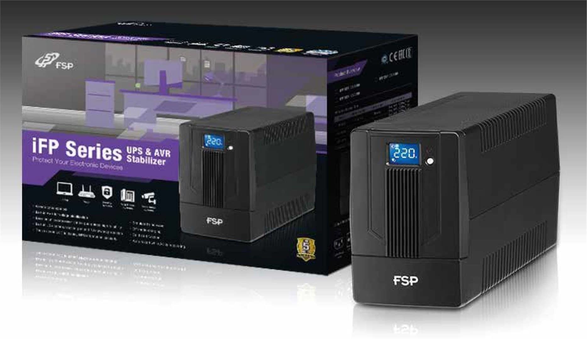 FSP iFP 600 uninterruptible power supply (UPS) Line-Interactive 0.6 kVA 360 W 2 AC outlet(s) FSP iFP 600 uninterruptible power supply (UPS) Line-Interactive 0.6 kVA 360 W 2 AC outlet(s)