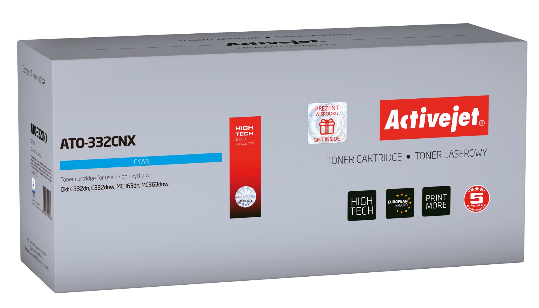 Activejet ATO-332CNX toner (replacement for OKI 46508711; Supreme; 3000 pages; cyan) Activejet ATO-332CNX toner (replacement for OKI 46508711; Supreme; 3000 pages; cyan)