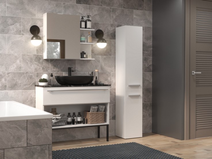 Bathroom cabinet NEL II 31x30x174 cm, matt white Bathroom cabinet NEL II 31x30x174 cm, matt white