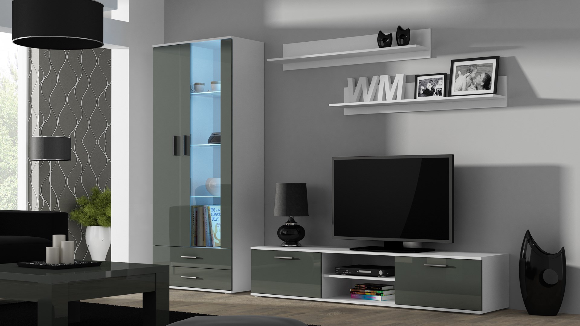 SOHO 8 set (RTV180 cabinet + S6 + shelves) White / Gloss grey SOHO 8 set (RTV180 cabinet + S6 + shelves) White / Gloss grey