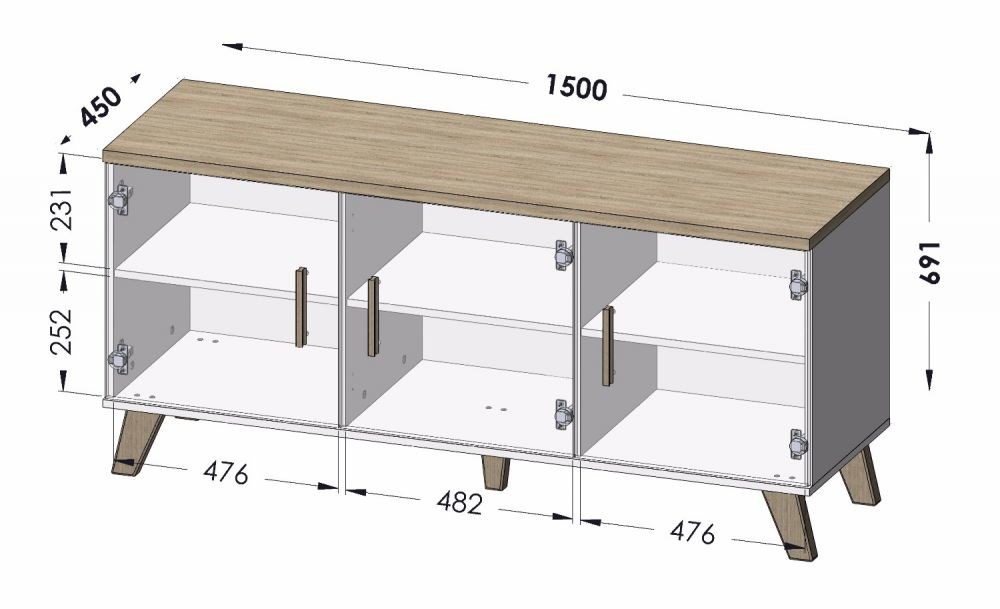 Cama sideboard LOTTA 150 3D wotan oak + mat black Cama sideboard LOTTA 150 3D wotan oak + mat black