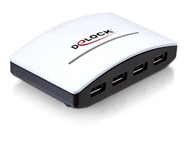 DeLOCK USB 3.0 External HUB 4 Port 5000 Mbit/s Black, White DeLOCK USB 3.0 External HUB 4 Port 5000 Mbit/s Black, White