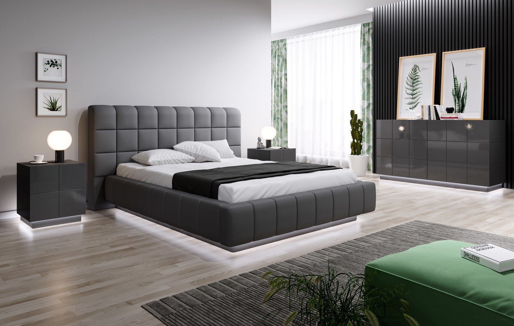 Cama bedside table REJA graphite grey gloss/graphite grey gloss Cama bedside table REJA graphite grey gloss/graphite grey gloss