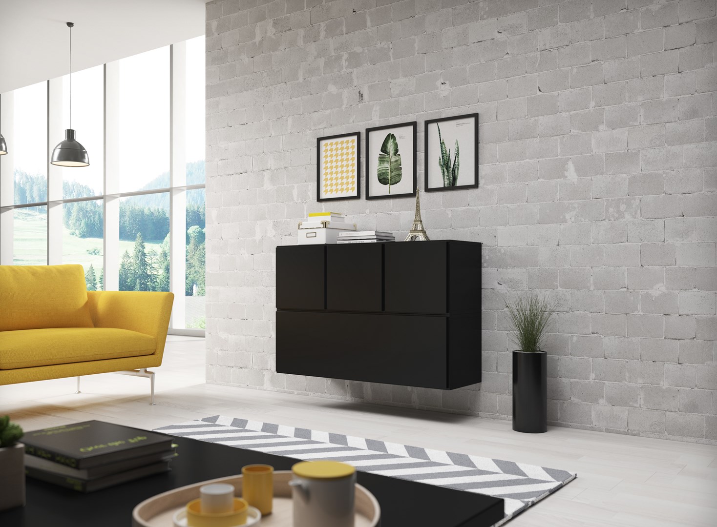 Cama living room furniture set ROCO 13 (RO1 + 3xRO5) black/black/black Cama living room furniture set ROCO 13 (RO1 + 3xRO5) black/black/black