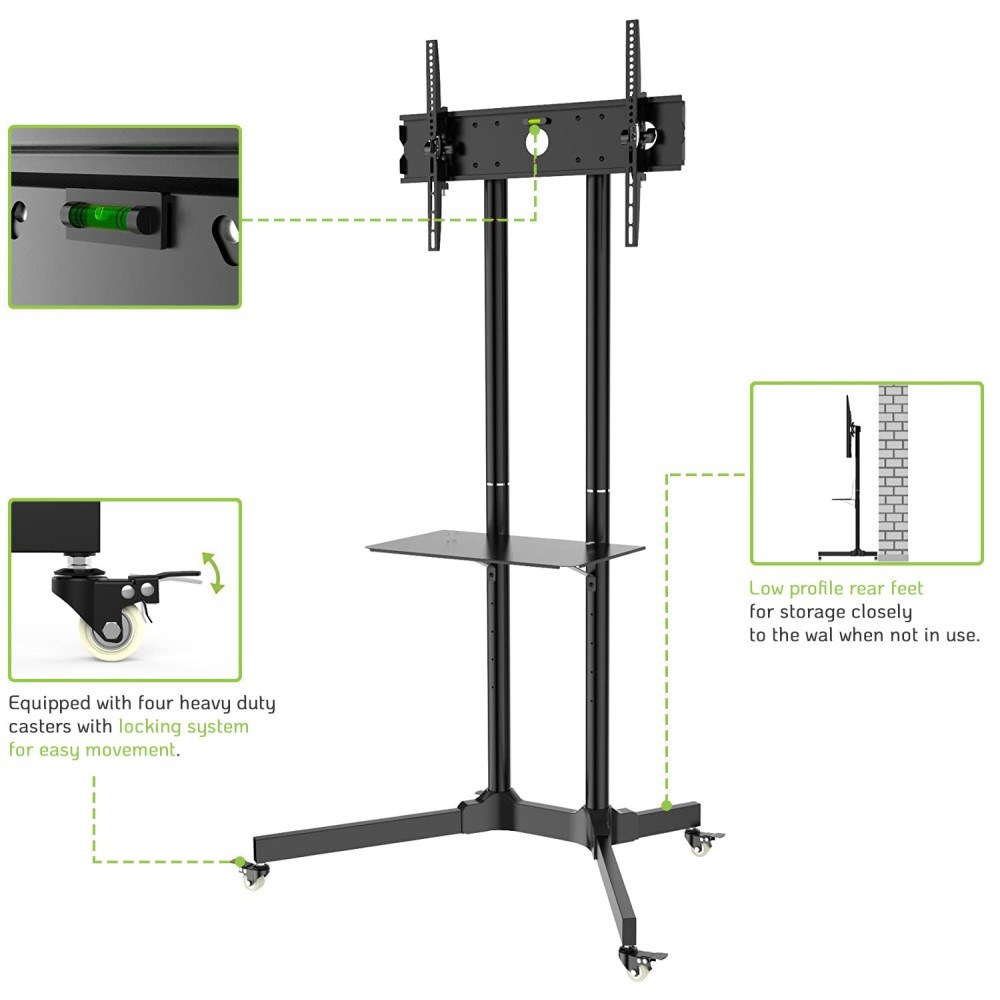 Techly Floor Trolley with Shelf Support LCD / LED / Plasma 30-65" ICA-TR6 Techly Floor Trolley with Shelf Support LCD / LED / Plasma 30-65" ICA-TR6