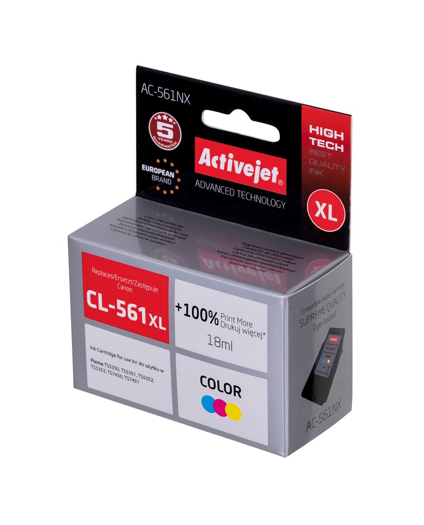 Activejet AC-561NX Ink (replacement for Canon CL-561XL; Supreme; 18 ml; Color: Cyan, Magenta, Yellow) Activejet AC-561NX Ink (replacement for Canon CL-561XL; Supreme; 18 ml; Color: Cyan, Magenta, Yellow)