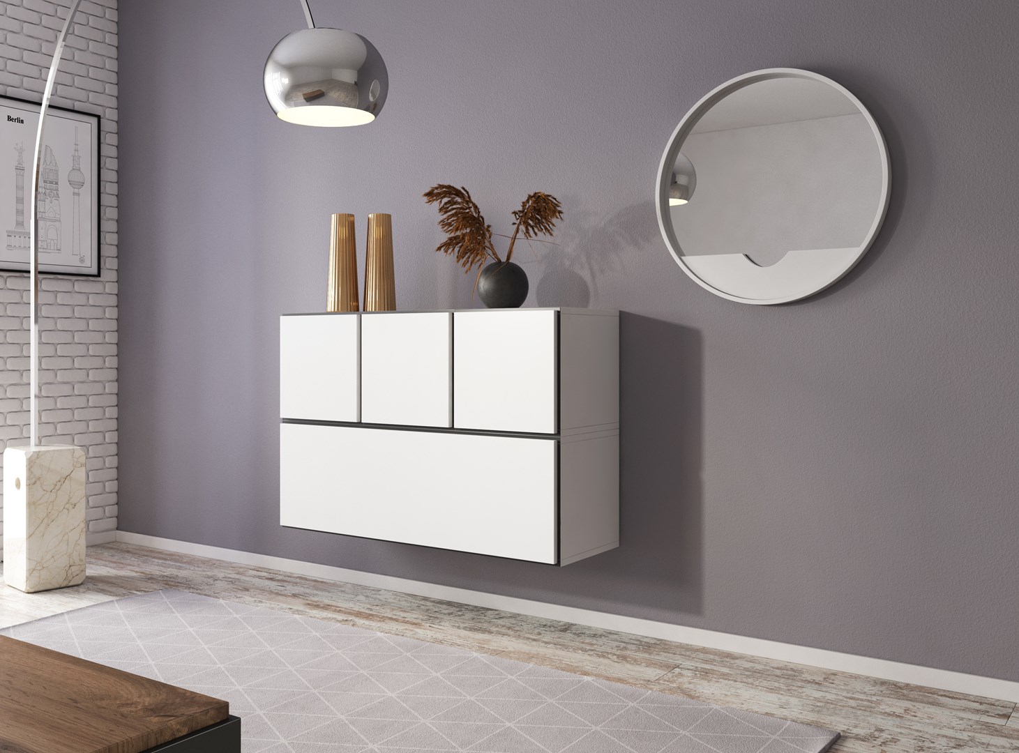 Cama living room furniture set ROCO 13 (RO1 + 3xRO5) white/black/white Cama living room furniture set ROCO 13 (RO1 + 3xRO5) white/black/white