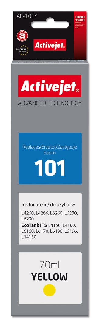 Activejet AE-101Y Ink (replacement for Epson 101; Supreme; 70 ml; yellow) Activejet AE-101Y Ink (replacement for Epson 101; Supreme; 70 ml; yellow)