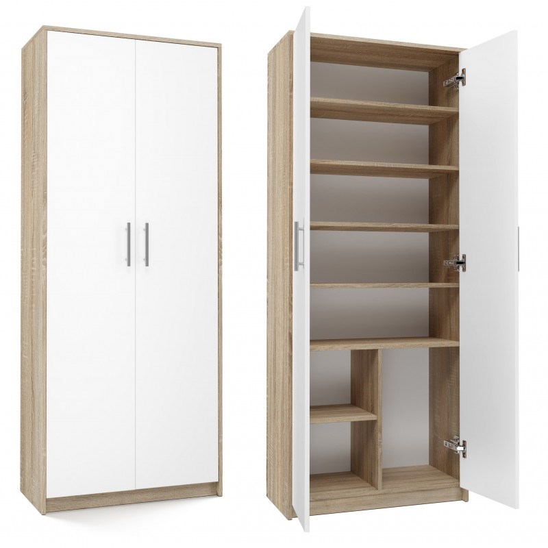 Filing cabinet OLIV 2D 74x35x180 cm, Sonoma/White Filing cabinet OLIV 2D 74x35x180 cm, Sonoma/White