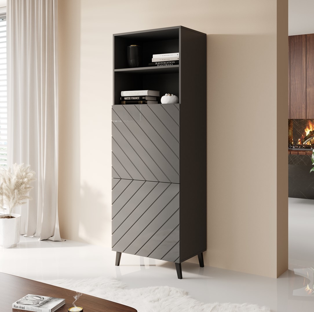 Cabinet ABETO 60x40x176,5 cm graphite/glossy graphite Cabinet ABETO 60x40x176,5 cm graphite/glossy graphite