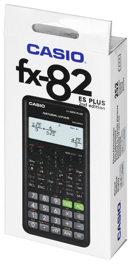 CASIO FX-82ESPLUS-2 CALCULATOR SCIENTIFIC, 252 FUNCTIONS, 77X162MM, BLACK, BOX CASIO FX-82ESPLUS-2 CALCULATOR SCIENTIFIC, 252 FUNCTIONS, 77X162MM, BLACK, BOX