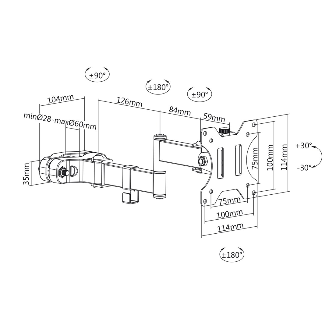Maclean LCD monitor desk mount, VESA 75x75 and 100x100, 17-32" 9kg, MC-751N Maclean LCD monitor desk mount, VESA 75x75 and 100x100, 17-32" 9kg, MC-751N