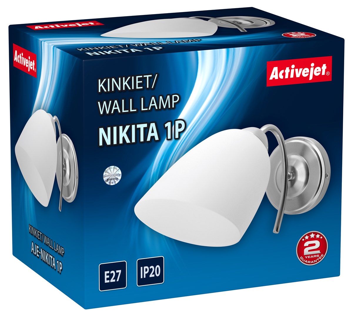 Classic single wall lamp Activejet NIKITA nickel E27 for the living room Classic single wall lamp Activejet NIKITA nickel E27 for the living room