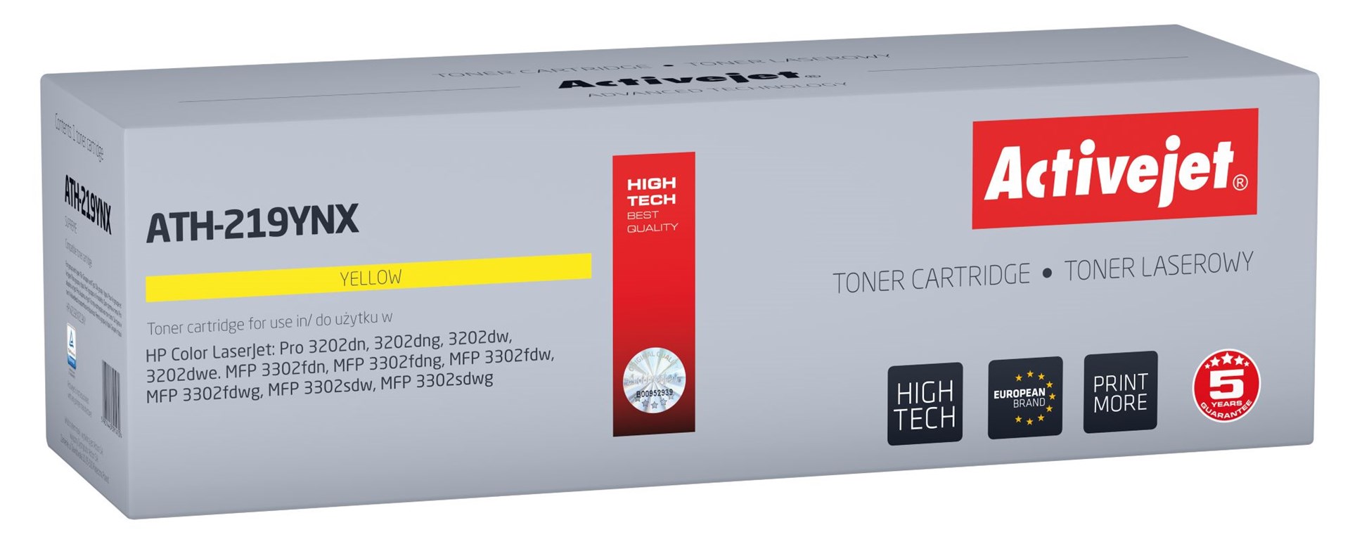 Activejet ATH-219YNX Toner for HP printer, replacement HP 219X W2192X; Supreme; 2500 pages; yellow, with chip Activejet ATH-219YNX Toner for HP printer, replacement HP 219X W2192X; Supreme; 2500 pages; yellow, with chip