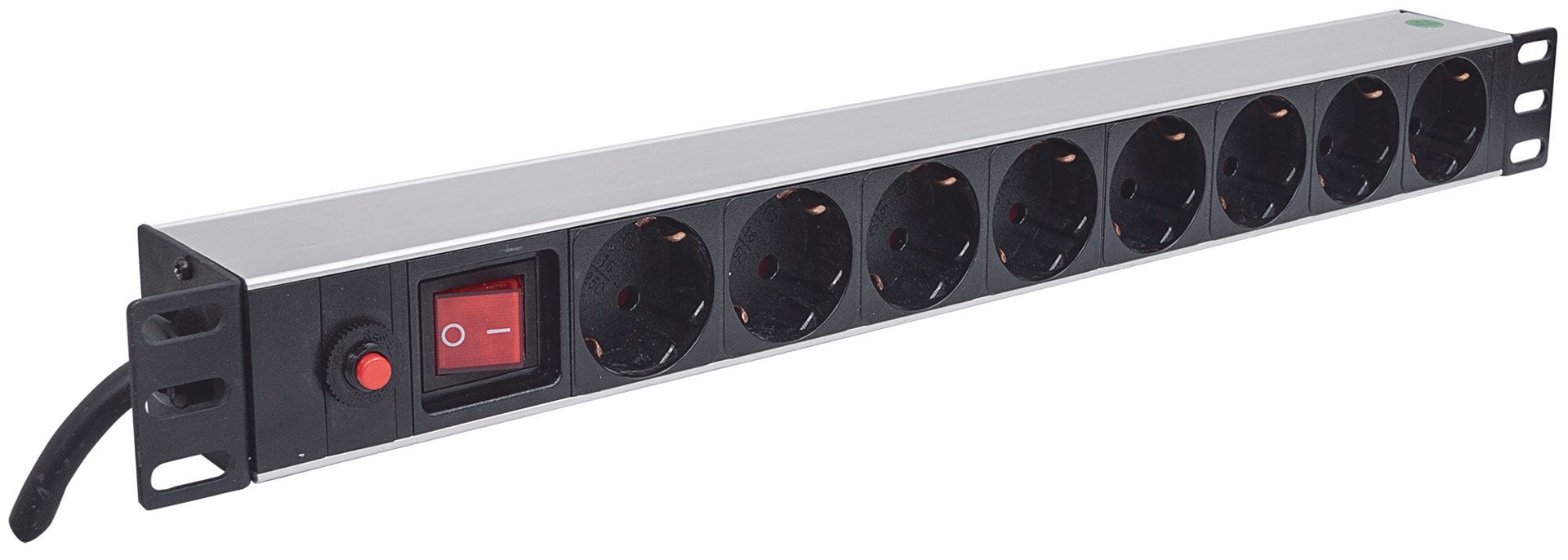 Intellinet 19" 1U Rackmount 8-Way Power Strip - German Type, With On/Off Switch and Overload Protection, 3m Power Cord (Euro 2-pin plug) Intellinet 19" 1U Rackmount 8-Way Power Strip - German Type, With On/Off Switch and Overload Protection, 3m Power Cord (Euro 2-pin plug)