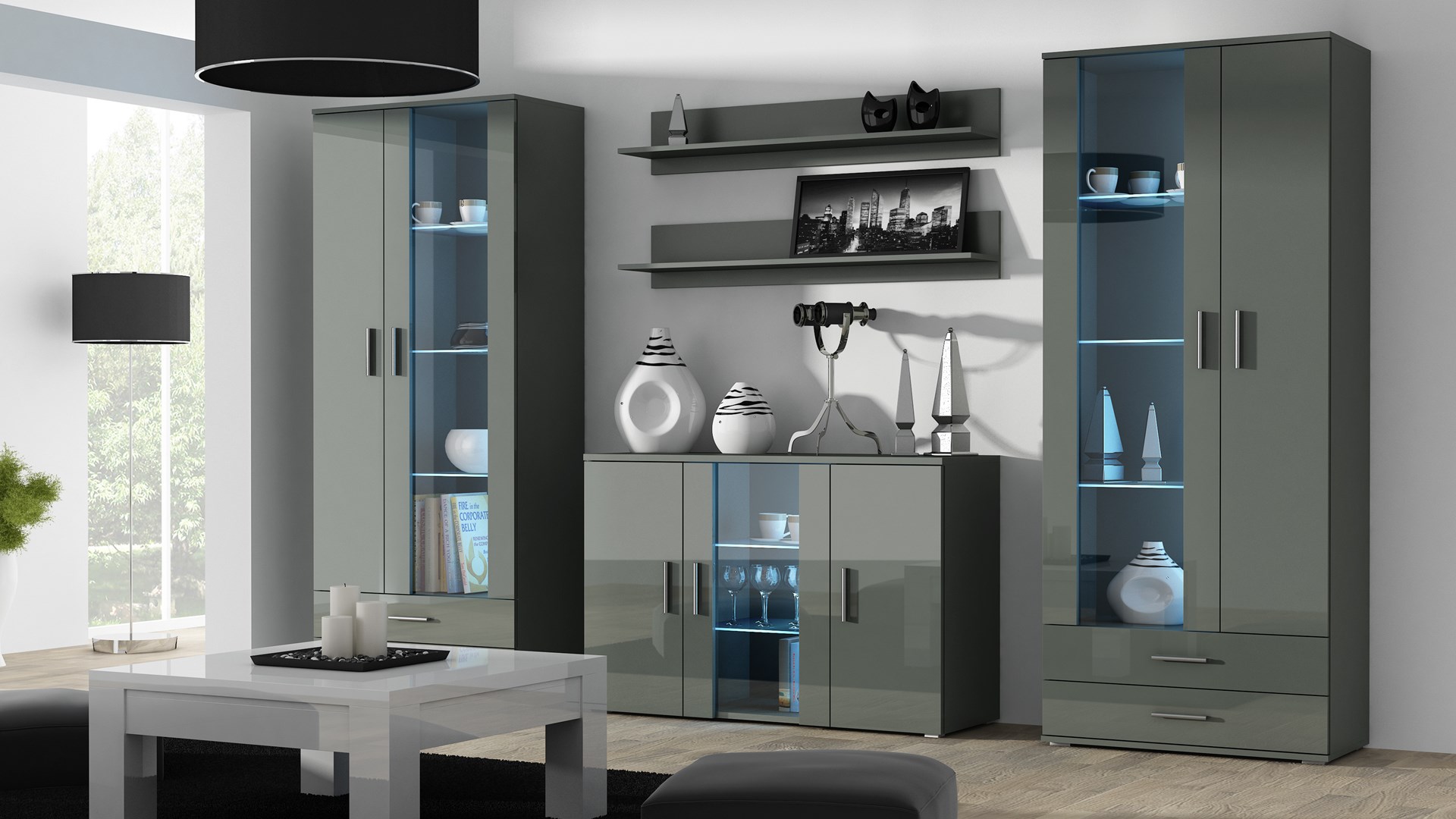Cama sideboard 120 cm SOHO S7 grey/grey gloss Cama sideboard 120 cm SOHO S7 grey/grey gloss
