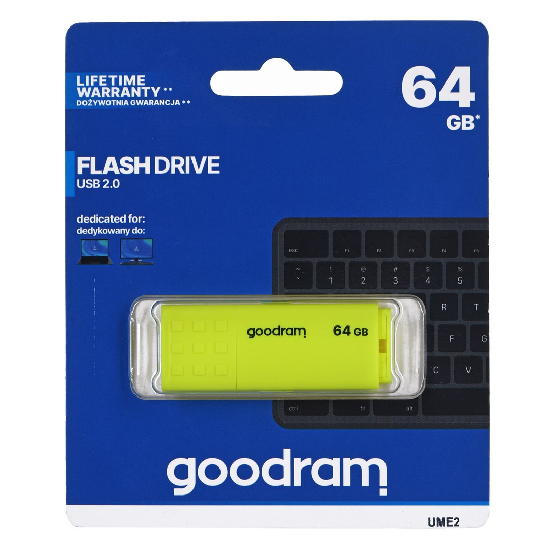Goodram UME2-0640Y0R1 USB flash drive 64 GB USB Type-A 2.0 Yellow Goodram UME2-0640Y0R1 USB flash drive 64 GB USB Type-A 2.0 Yellow