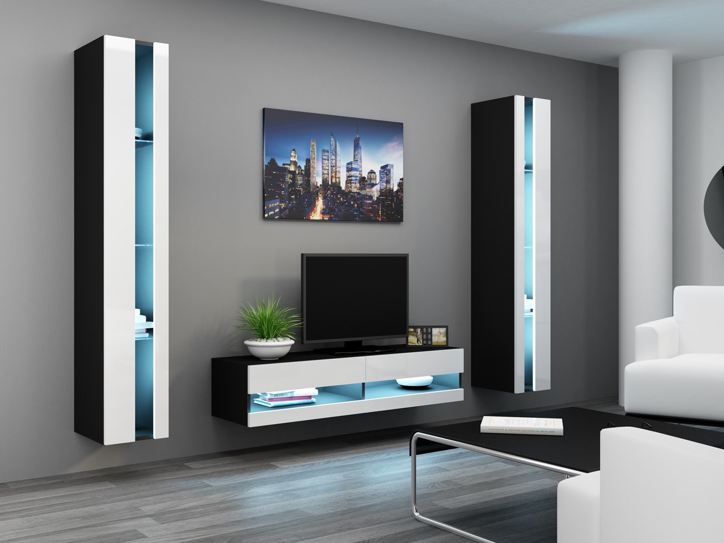 Cama TV stand VIGO NEW 30/140/40 black/white gloss Cama TV stand VIGO NEW 30/140/40 black/white gloss