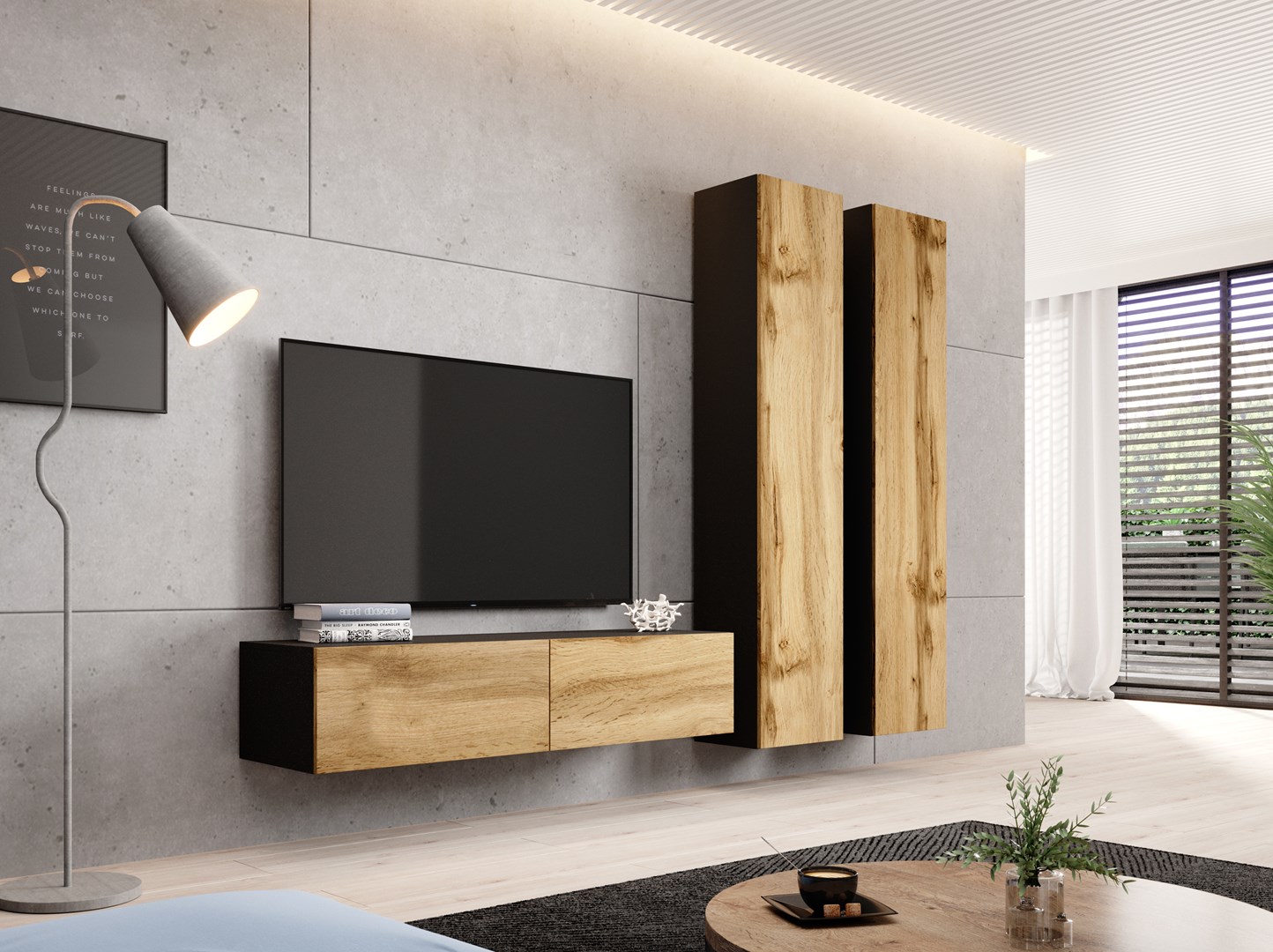 Cama TV stand VIGO 140 30/140/40 black/wotan oak Cama TV stand VIGO 140 30/140/40 black/wotan oak
