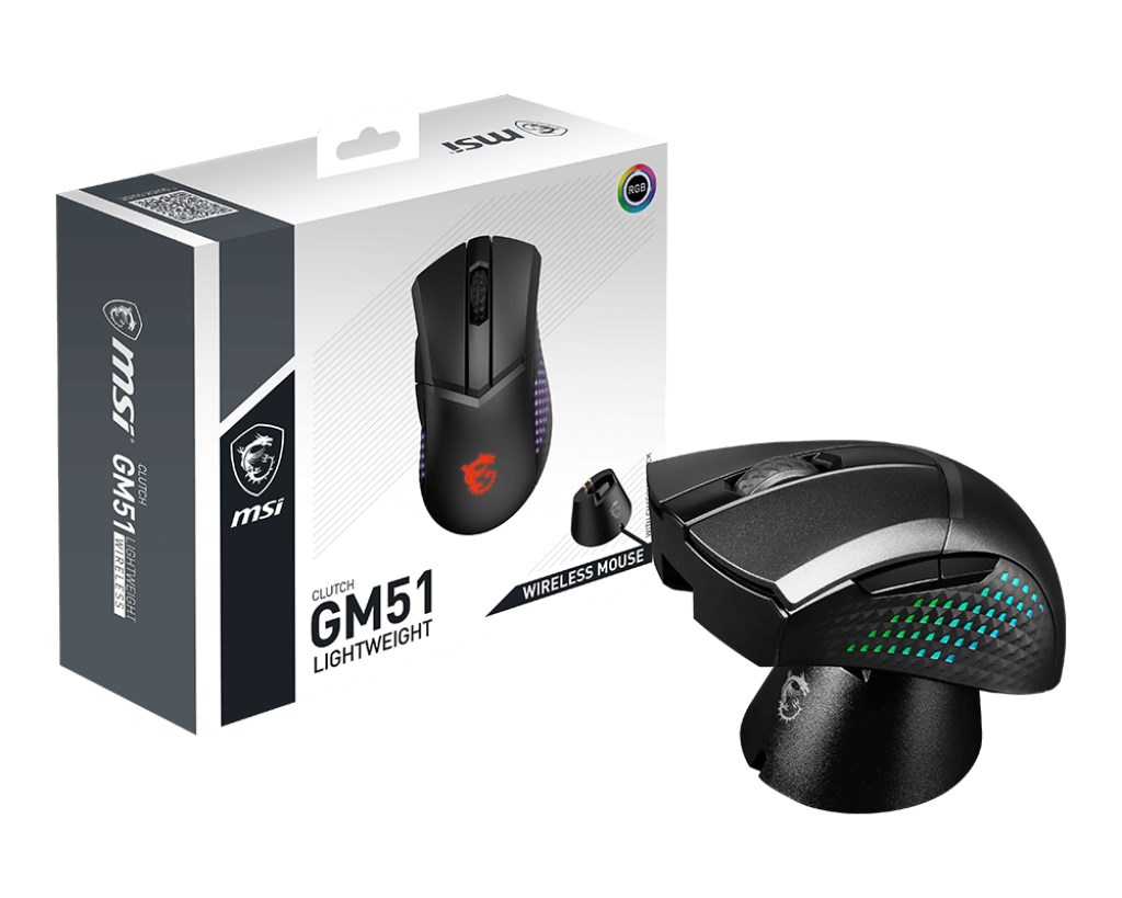 MSI CLUTCH GM51 LIGHTWEIGHT WIRELESS mouse Gaming Right-hand RF Wireless + Bluetooth + USB Type-C Optical 26000 DPI MSI CLUTCH GM51 LIGHTWEIGHT WIRELESS mouse Gaming Right-hand RF Wireless + Bluetooth + USB Type-C Optical 26000 DPI