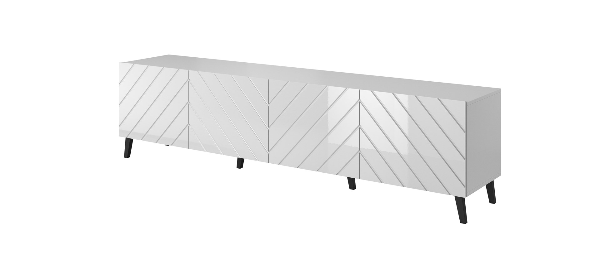 RTV cabinet ABETO 200x42x52 white/gloss white RTV cabinet ABETO 200x42x52 white/gloss white
