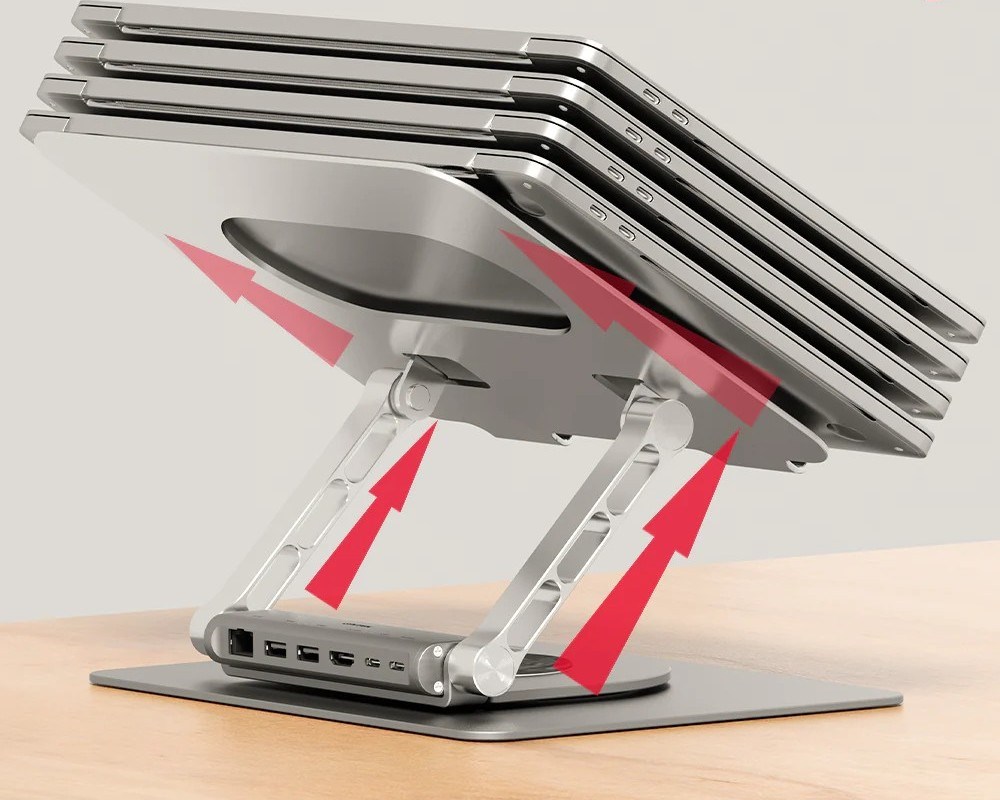 Adjustable laptop stand + USB-C HDMI hub Unitek D1109B01 PD 100W Adjustable laptop stand + USB-C HDMI hub Unitek D1109B01 PD 100W