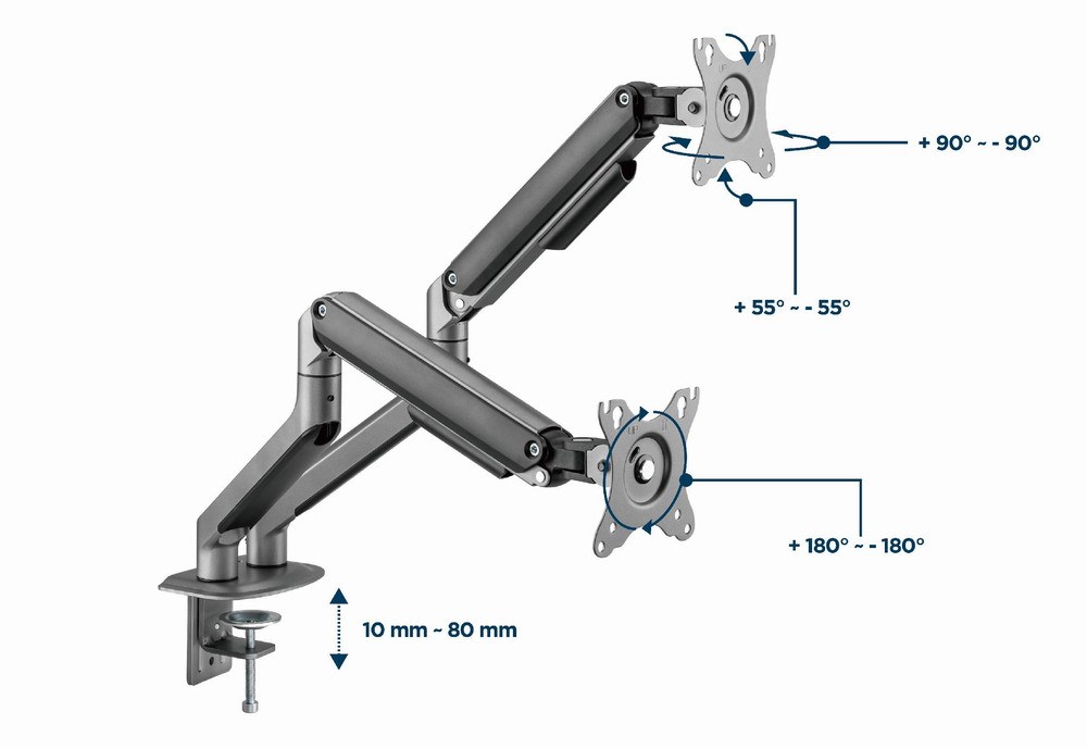 Gembird MA-DA2-05 monitor mount / stand 81.3 cm (32") Desk Grey Gembird MA-DA2-05 monitor mount / stand 81.3 cm (32") Desk Grey