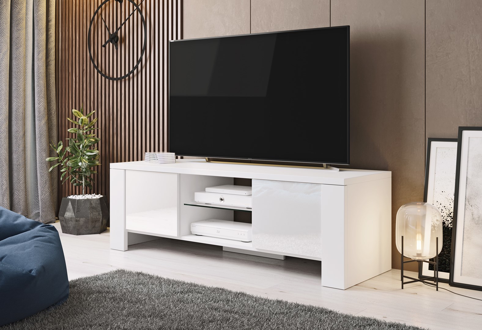 Cama TV stand WEST 42/130/42 white/white gloss Cama TV stand WEST 42/130/42 white/white gloss