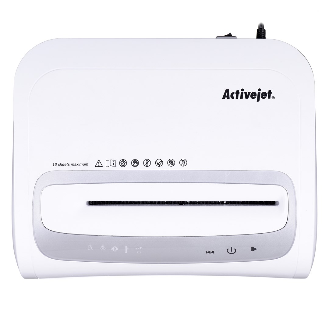 Shredder Activejet ASH-1602M, P-5, 28 l, 2x14 mm shreds, white Shredder Activejet ASH-1602M, P-5, 28 l, 2x14 mm shreds, white
