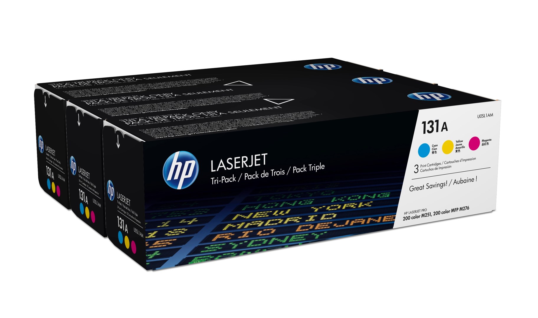 HP 131A 3-pack Cyan/Magenta/Yellow Original LaserJet Toner Cartridges HP 131A 3-pack Cyan/Magenta/Yellow Original LaserJet Toner Cartridges