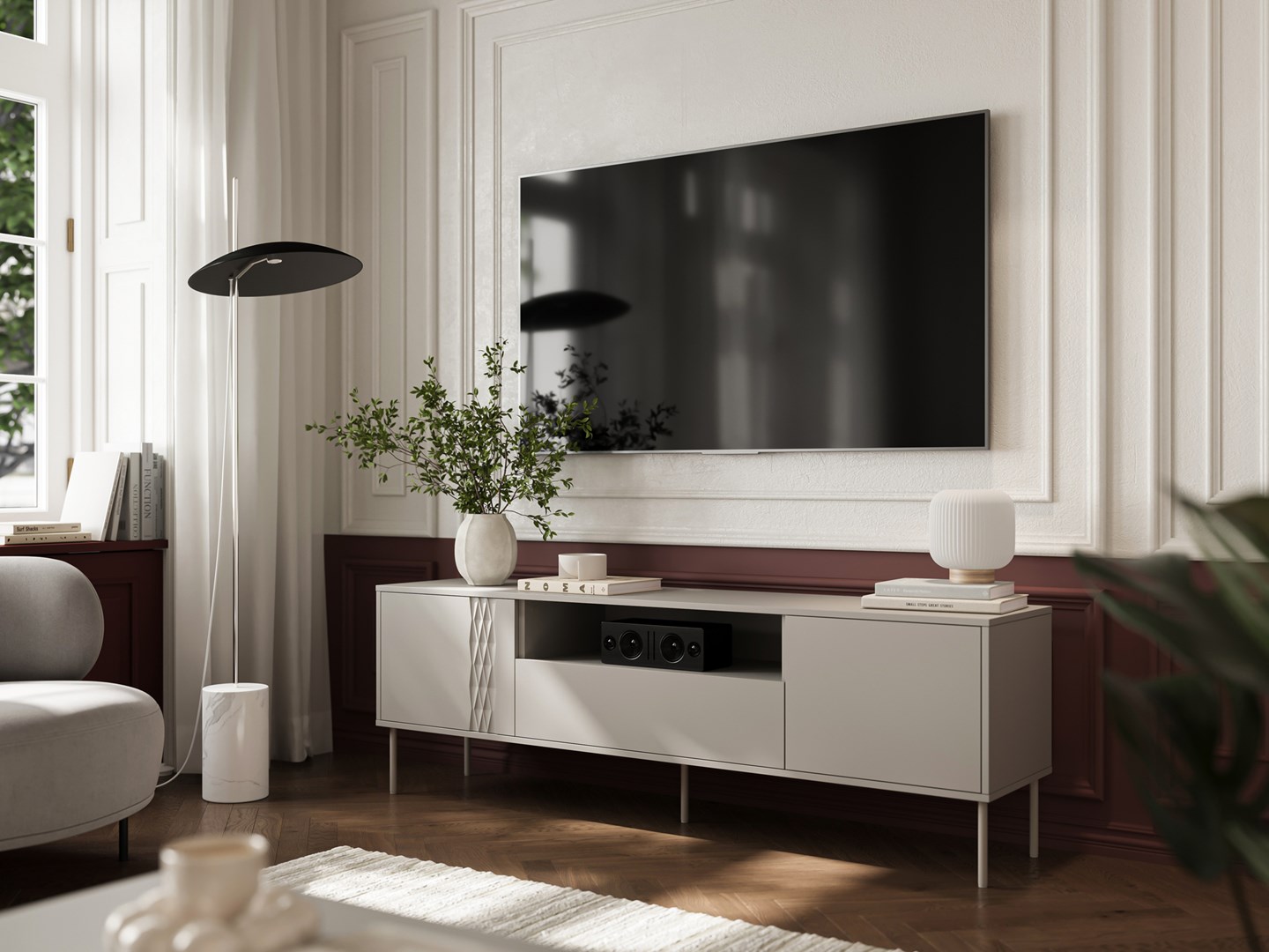 Cama EF TRESSE RTV cabinet 180x40x54.5 cashmere matt Cama EF TRESSE RTV cabinet 180x40x54.5 cashmere matt