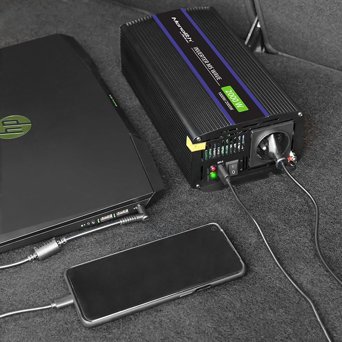 Qoltec Monolith 2000 MS Wave Voltage Converter | 12V to 230V | 1000/2000W | USB Qoltec Monolith 2000 MS Wave Voltage Converter | 12V to 230V | 1000/2000W | USB