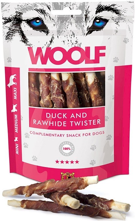 WOOLF Duck rawhide twister - dog treat - 100g WOOLF Duck rawhide twister - dog treat - 100g