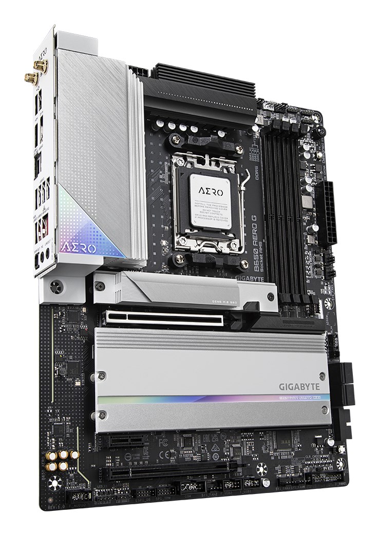 GIGABYTE B650 AERO G Motherboard - AMD Ryzen 9000 Series CPUs, up to 8000MHz DDR5 (OC), 1xPCIe 5.0 + 2xPCIe 4.0 M.2, 2.5GbE LAN, WIFI 6E, USB 3.2 Gen 2 GIGABYTE B650 AERO G Motherboard - AMD Ryzen 9000 Series CPUs, up to 8000MHz DDR5 (OC), 1xPCIe 5.0 + 2xPCIe 4.0 M.2, 2.5GbE LAN, WIFI 6E, USB 3.2 Gen 2
