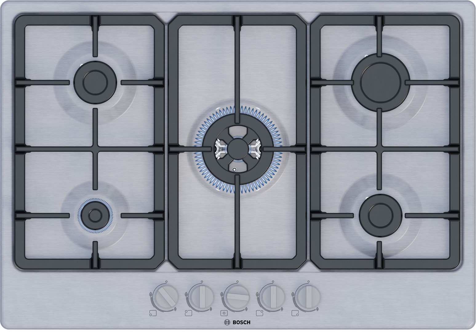 Bosch Serie 4 PGQ7B5K90 hob Stainless steel Built-in 75 cm Gas 5 zone(s) Bosch Serie 4 PGQ7B5K90 hob Stainless steel Built-in 75 cm Gas 5 zone(s)