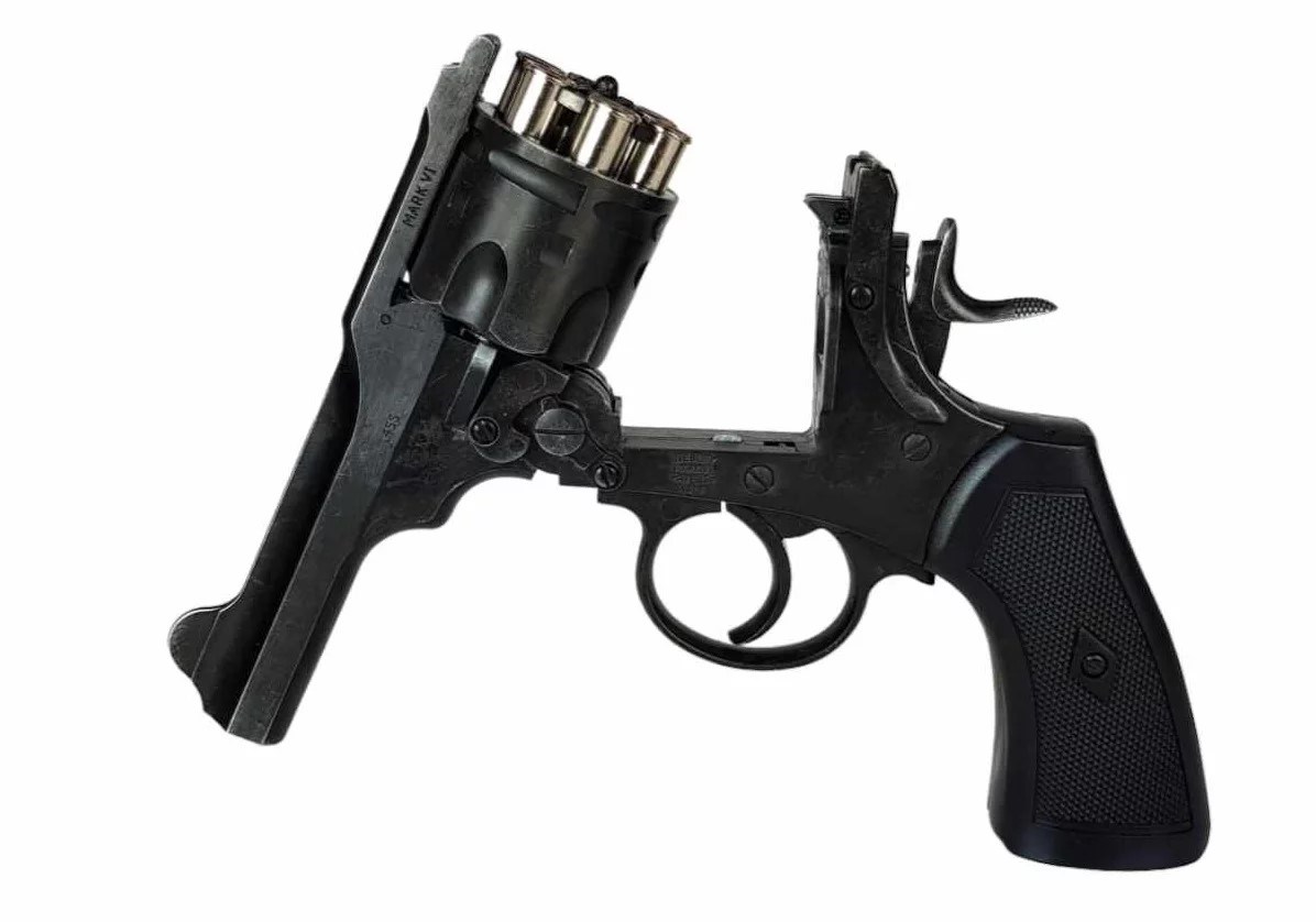 WEBLEY MKVI .455 Police cal.5.5 mm Diabolo cartridge revolver 6-shot. 4’ barrel CO2 Battlefield Ekp to17J WEBLEY MKVI .455 Police cal.5.5 mm Diabolo cartridge revolver 6-shot. 4’ barrel CO2 Battlefield Ekp to17J