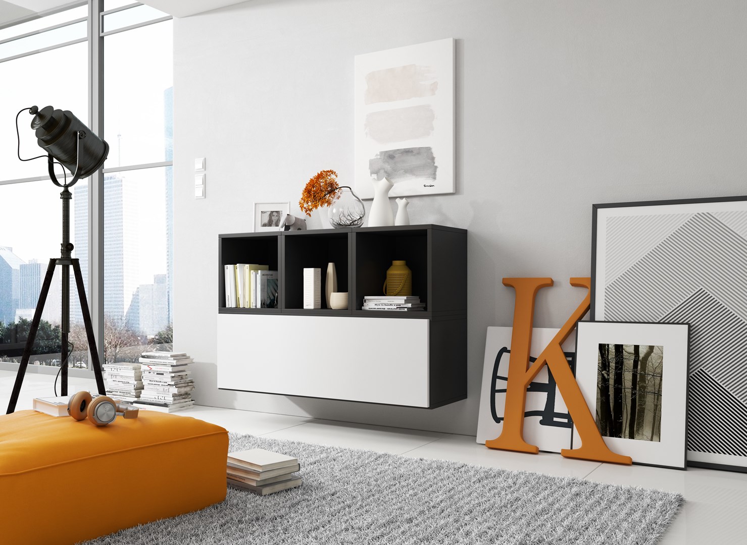Cama living room furniture set ROCO 12 (RO1 + 3xRO6) black/black/white Cama living room furniture set ROCO 12 (RO1 + 3xRO6) black/black/white