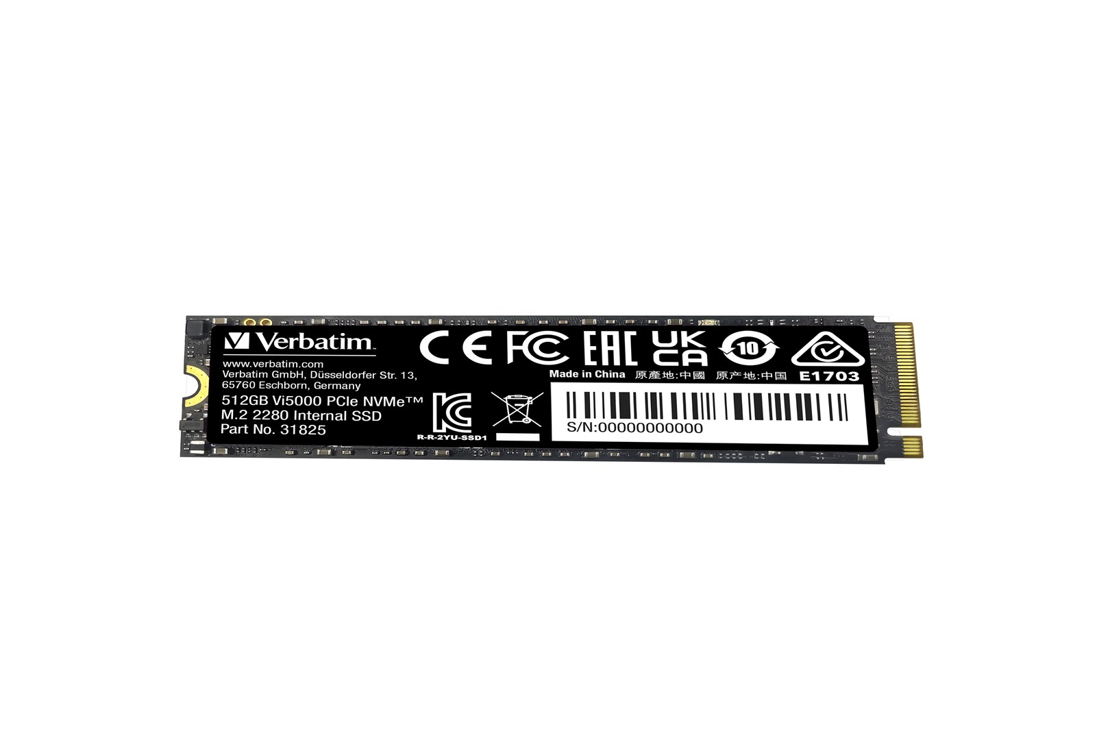Verbatim Vi5000 PCIe NVMe M.2 SSD 512 GB Verbatim Vi5000 PCIe NVMe M.2 SSD 512 GB