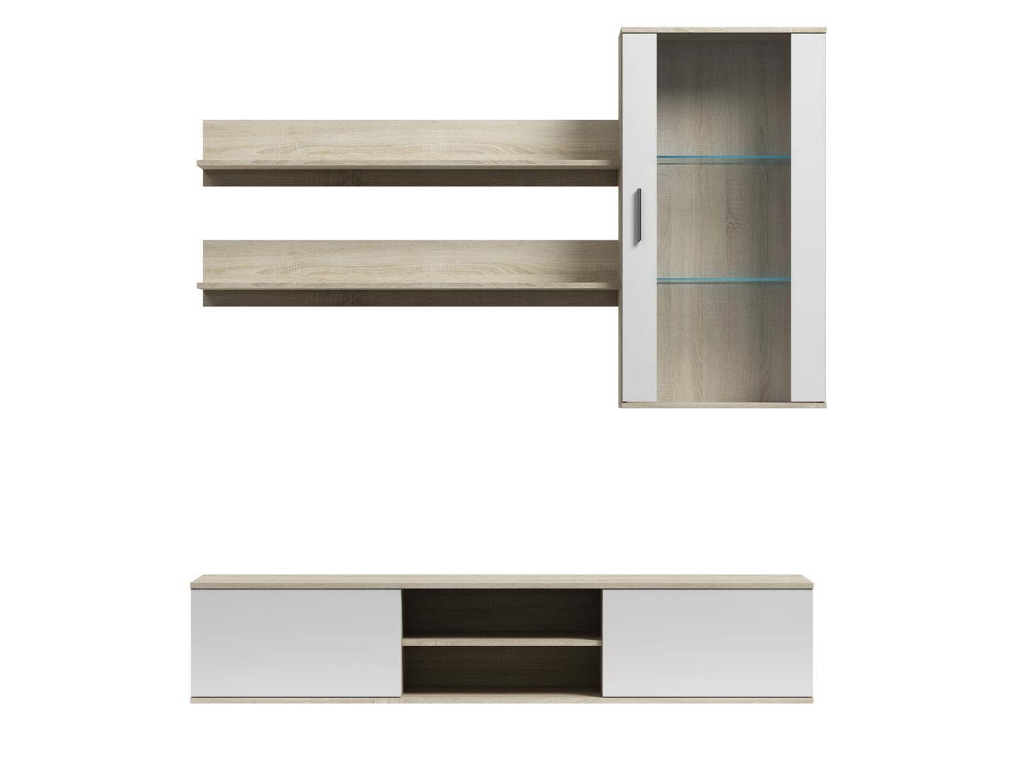 SOHO 5 set (RTV180 cabinet + wall unit + shelves) Sonoma oak / glossy white SOHO 5 set (RTV180 cabinet + wall unit + shelves) Sonoma oak / glossy white