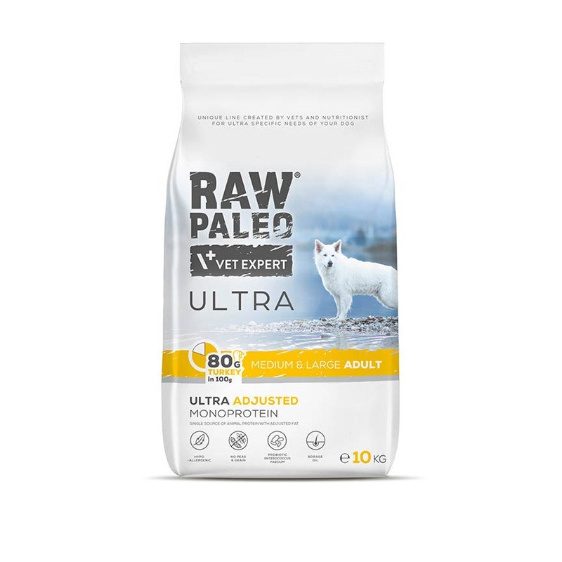 RAW PALEO Ultra Medium&Large Adult Turkey - dry dog food - 10 kg RAW PALEO Ultra Medium&Large Adult Turkey - dry dog food - 10 kg