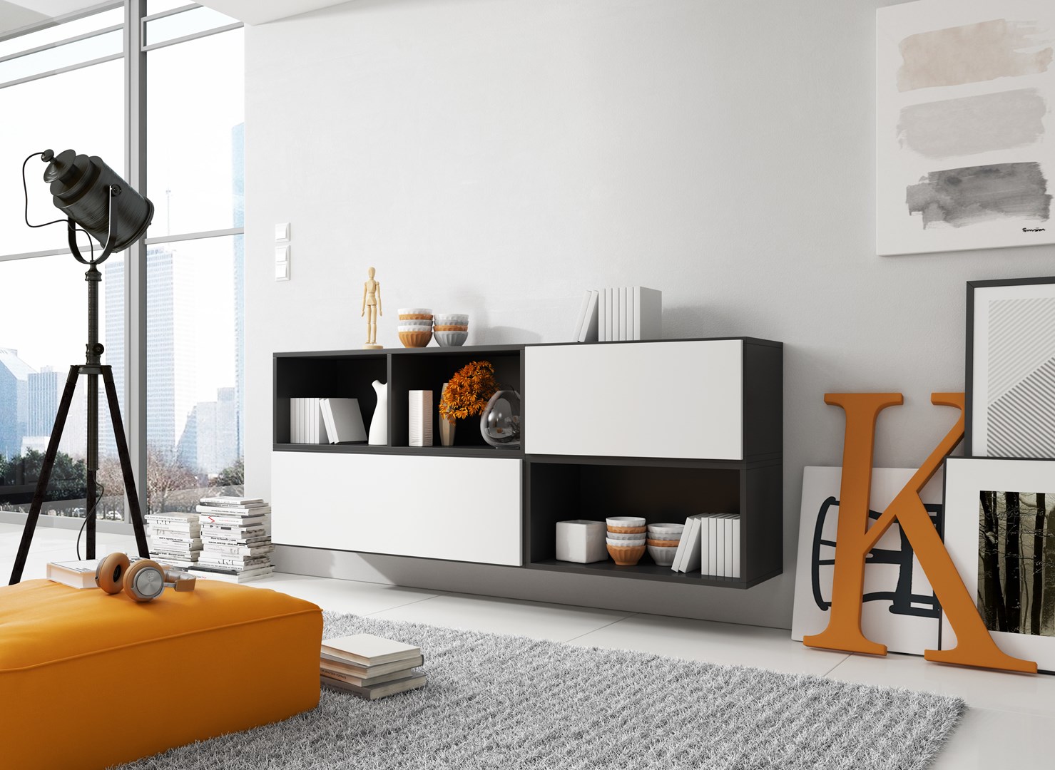 Cama living room furniture set ROCO 16 (RO1+RO2+RO3+RO4) black/black/white Cama living room furniture set ROCO 16 (RO1+RO2+RO3+RO4) black/black/white