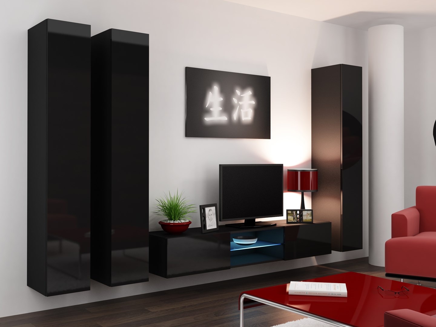 Cama Full cabinet VIGO '180' 180/40/30 black/black gloss Cama Full cabinet VIGO '180' 180/40/30 black/black gloss
