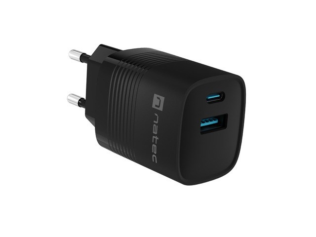NATEC RIBERA GAN CHARGER 1X USB-A + 1X USB-C 30W BLACK NATEC RIBERA GAN CHARGER 1X USB-A + 1X USB-C 30W BLACK